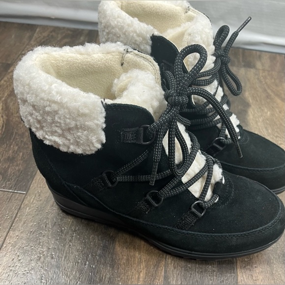 New Sorel Women's Evie Cozy Lace Wedge Boot, Size 9.5, Faux Sherpa Collar - Picture 8 of 14